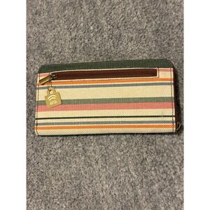 Fossil Striped Multicolored Zip Wallet RFID